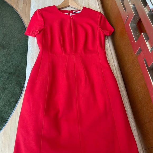 Red Diane von Furstenberg Agatha Knit Suiting Dress - Picture 3 of 7